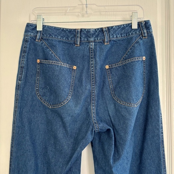 3.1 Phillip Lim Flare Jeans Sz 6 Mid Rise Dark Wash Flap Pockets - Picture 6 of 10